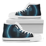 Blue Aries Zodiac Sign Print White High Top Shoes