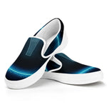 Blue Aries Zodiac Sign Print White Slip On Shoes