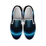 Blue Aries Zodiac Sign Print White Slip On Shoes