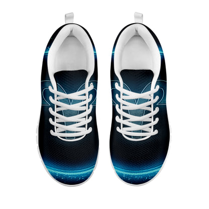 Blue Aries Zodiac Sign Print White Sneakers