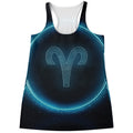 Blue Aries Zodiac Sign Print Women's Racerback Tank Top