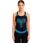 Blue Aries Zodiac Sign Print Women's Racerback Tank Top