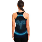 Blue Aries Zodiac Sign Print Women's Racerback Tank Top
