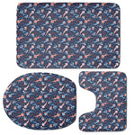 Blue Axolotl Pattern Print 3 Piece Bath Mat Set