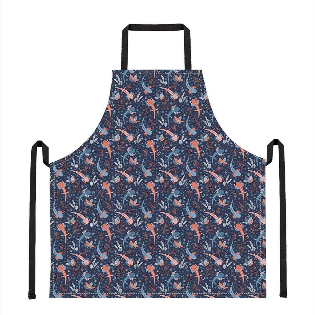 Blue Axolotl Pattern Print Apron