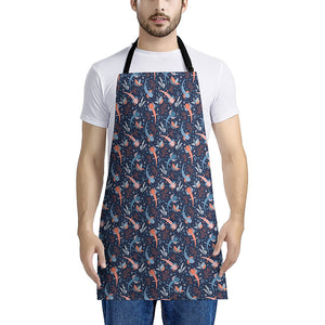 Blue Axolotl Pattern Print Apron