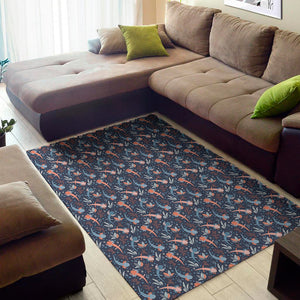 Blue Axolotl Pattern Print Area Rug