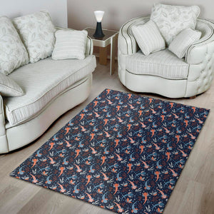 Blue Axolotl Pattern Print Area Rug