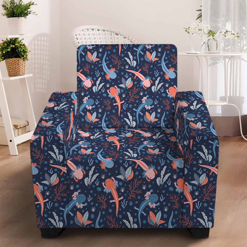 Blue Axolotl Pattern Print Armchair Slipcover