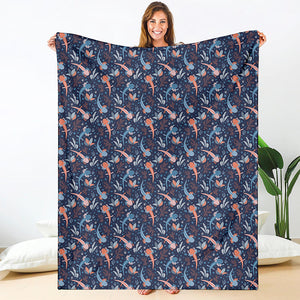 Blue Axolotl Pattern Print Blanket