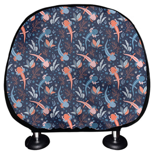 Blue Axolotl Pattern Print Car Headrest Covers