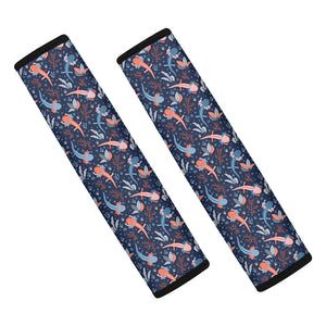 Blue Axolotl Pattern Print Car Seat Belt Covers