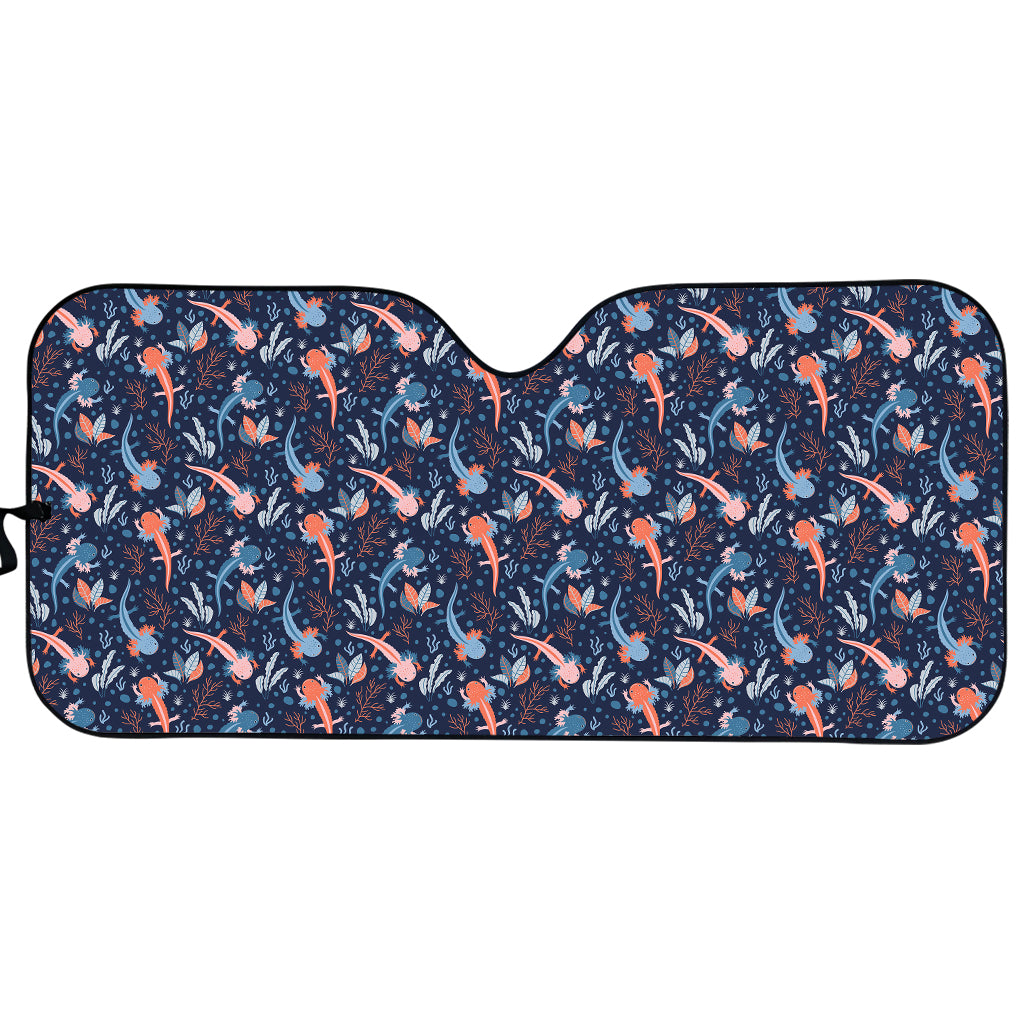 Blue Axolotl Pattern Print Car Sun Shade