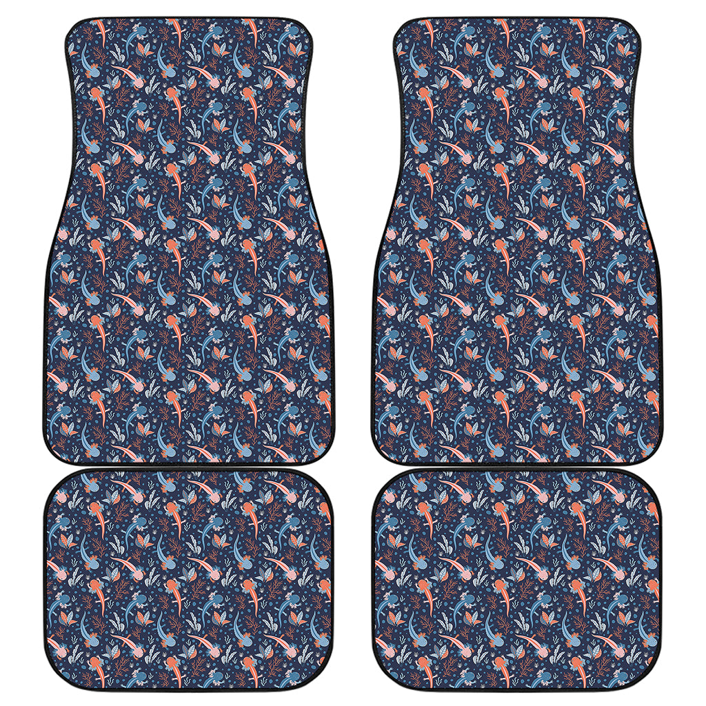 Blue Axolotl Pattern Print Front and Back Car Floor Mats