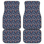 Blue Axolotl Pattern Print Front and Back Car Floor Mats