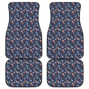 Blue Axolotl Pattern Print Front and Back Car Floor Mats