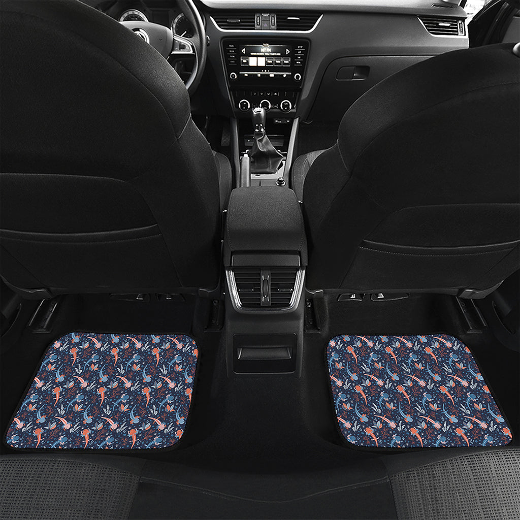 Blue Axolotl Pattern Print Front and Back Car Floor Mats