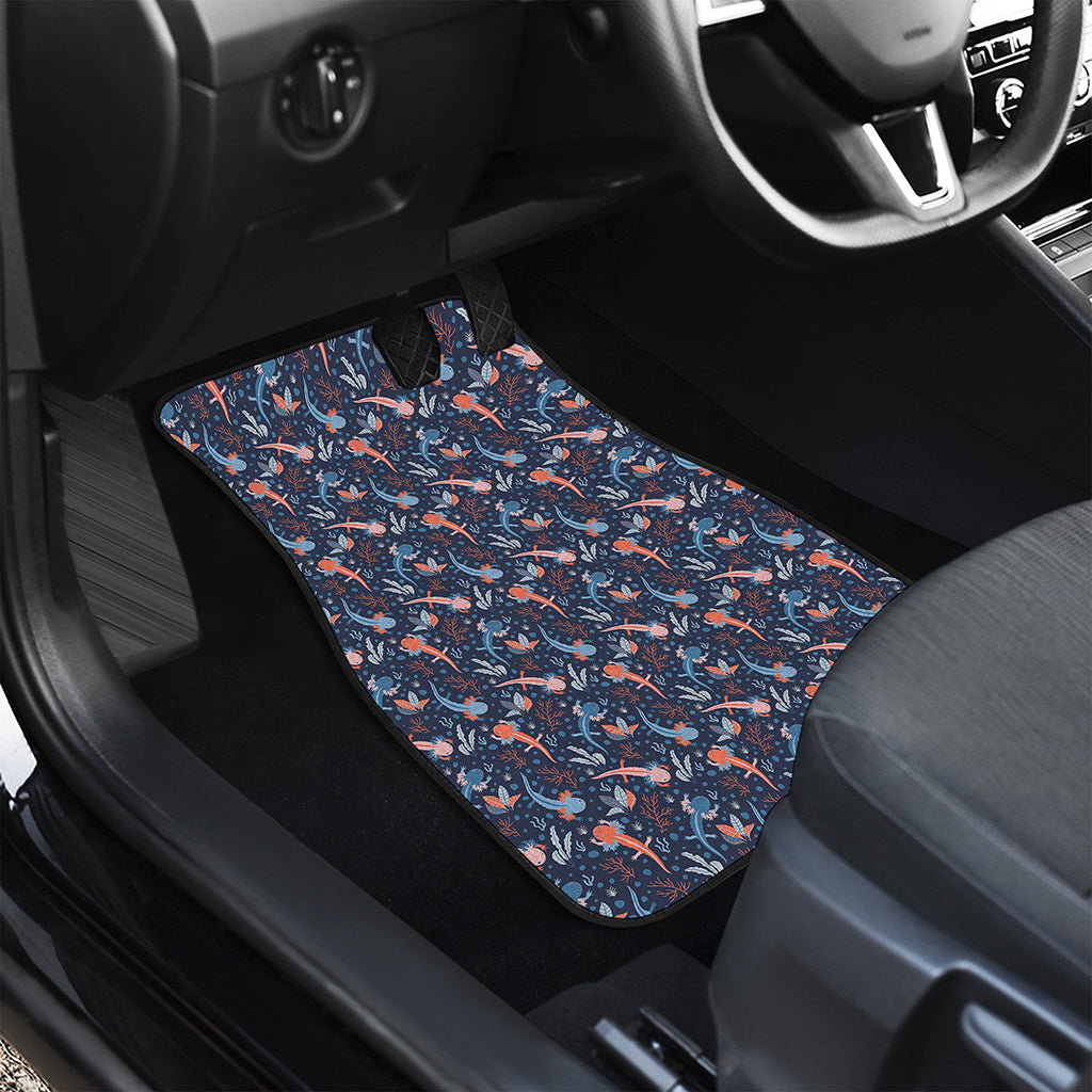 Blue Axolotl Pattern Print Front and Back Car Floor Mats