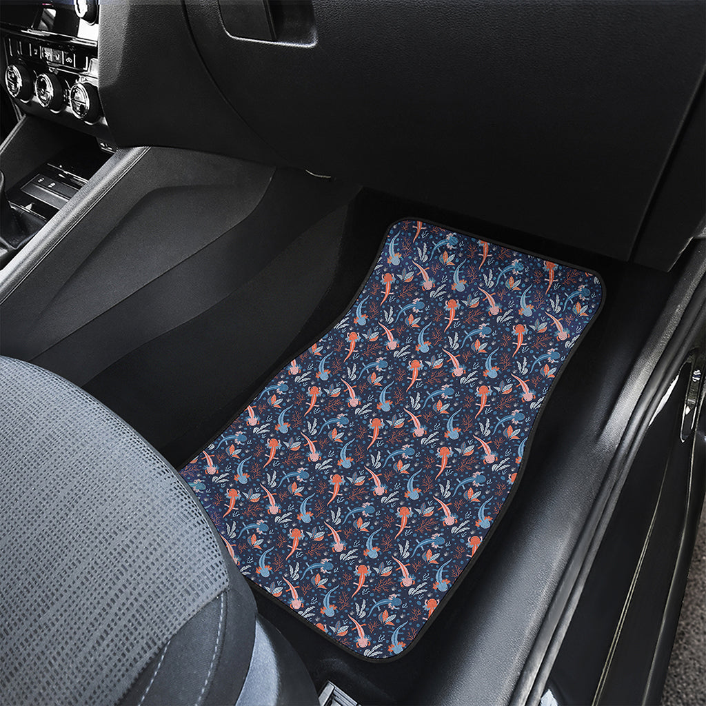 Blue Axolotl Pattern Print Front and Back Car Floor Mats