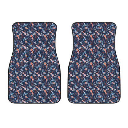 Blue Axolotl Pattern Print Front Car Floor Mats