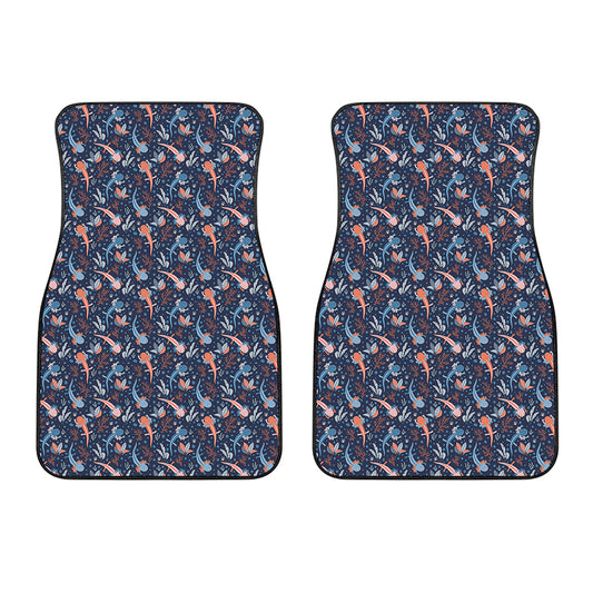 Blue Axolotl Pattern Print Front Car Floor Mats