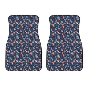 Blue Axolotl Pattern Print Front Car Floor Mats