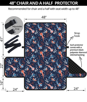 Blue Axolotl Pattern Print Half Sofa Protector