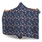 Blue Axolotl Pattern Print Hooded Blanket