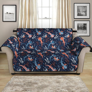 Blue Axolotl Pattern Print Loveseat Protector