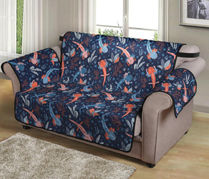 Blue Axolotl Pattern Print Loveseat Protector