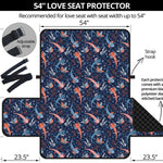 Blue Axolotl Pattern Print Loveseat Protector