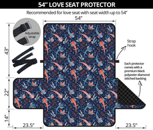 Blue Axolotl Pattern Print Loveseat Protector