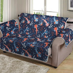 Blue Axolotl Pattern Print Loveseat Protector