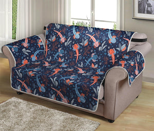 Blue Axolotl Pattern Print Loveseat Protector