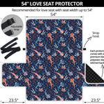 Blue Axolotl Pattern Print Loveseat Protector