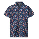 Blue Axolotl Pattern Print Men's Short Sleeve Shirt