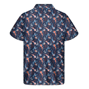 Blue Axolotl Pattern Print Men's Short Sleeve Shirt