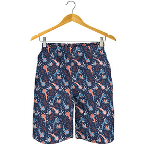 Blue Axolotl Pattern Print Men's Shorts