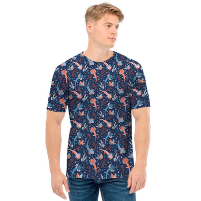 Blue Axolotl Pattern Print Men's T-Shirt