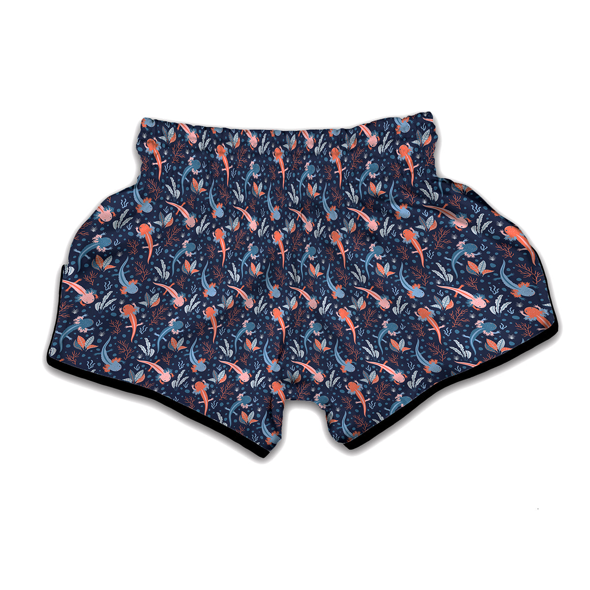 Blue Axolotl Pattern Print Muay Thai Boxing Shorts