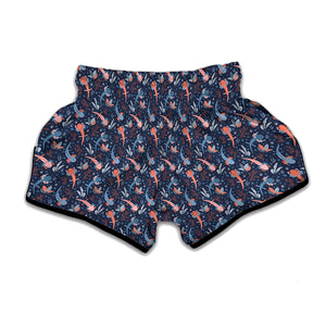 Blue Axolotl Pattern Print Muay Thai Boxing Shorts