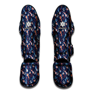 Blue Axolotl Pattern Print Muay Thai Shin Guard