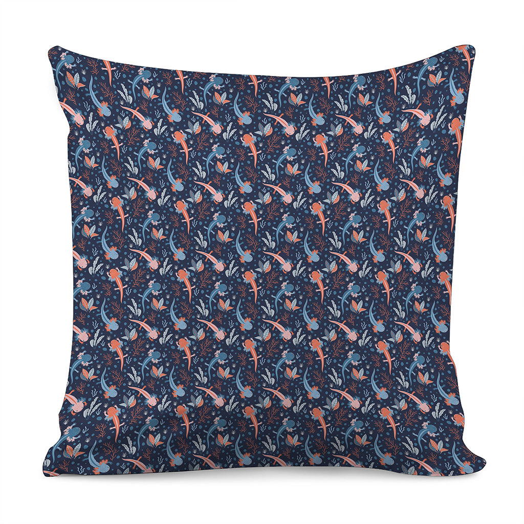 Blue Axolotl Pattern Print Pillow Cover