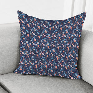 Blue Axolotl Pattern Print Pillow Cover