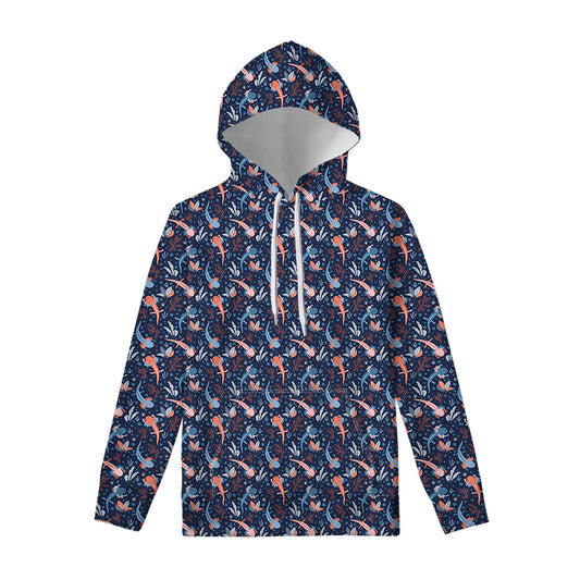 Blue Axolotl Pattern Print Pullover Hoodie