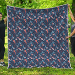 Blue Axolotl Pattern Print Quilt