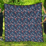 Blue Axolotl Pattern Print Quilt