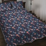 Blue Axolotl Pattern Print Quilt Bed Set