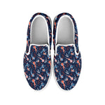 Blue Axolotl Pattern Print White Slip On Shoes