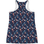 Blue Axolotl Pattern Print Women's Racerback Tank Top